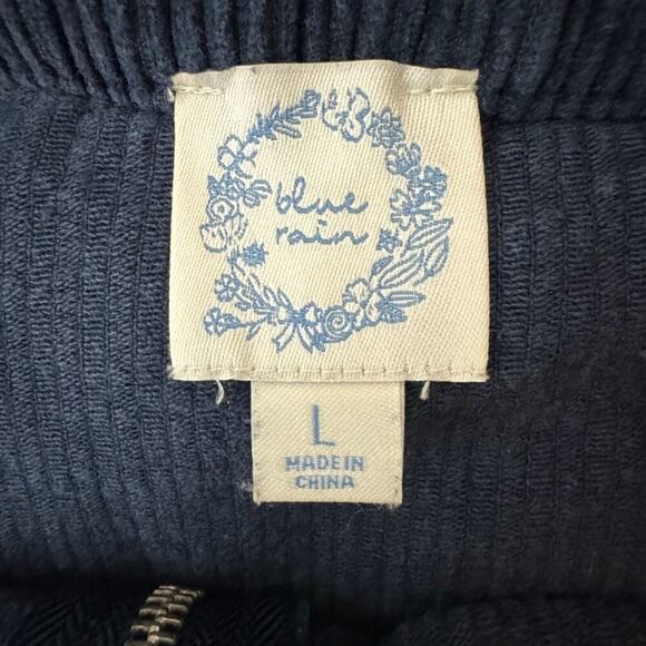 Blue Rain Navy Corduroy Zip Front Mini Skirt Size Large Y2K Style - Picture 3 of 3